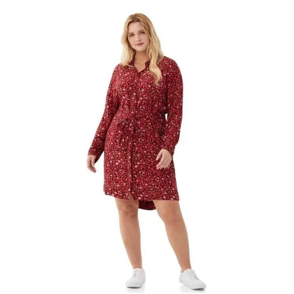 Free Assembly Women's Floral Button-Down Shirt Dress - Small - Picture 5 of 13